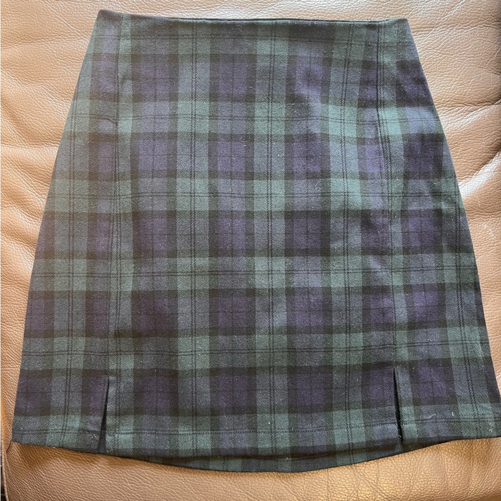 Plaid Mini Skirt in Navy and Green